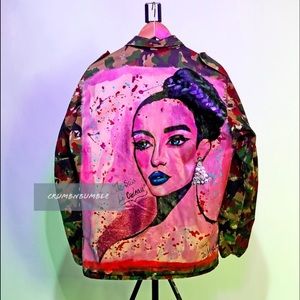 “Je suis Le Cadeau” Hand Painted Camo jacket